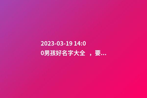 2023-03-19 14:00男孩好名字大全，要帶五行八字的哦